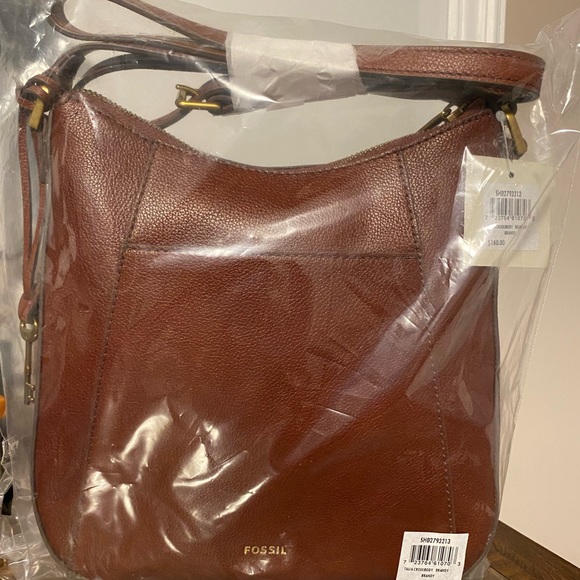 COPY - COPY - FOSSIL Brand New with Tags Genuine Leather Crossbody Brown Bag - Picture 3 of 6